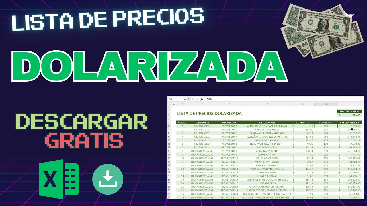 Interfaz de la herramienta para aumentar precios en Excel